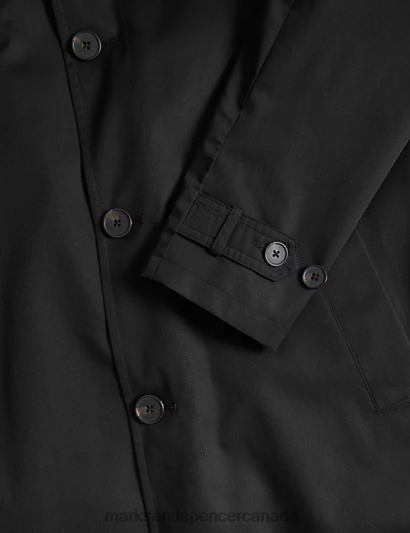 Marks and Spencer sale - Men Black Clothing Marks & Spencer Cotton Blend Mac with Stormwear 20VTD5034