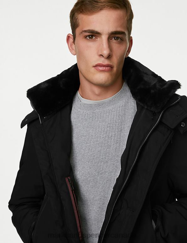 Marks and Spencer near me - Men Black Clothing Marks & Spencer Feather and Down Parka with Stormwear 20VTD5997
