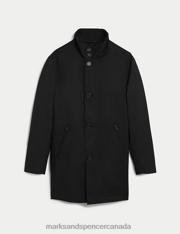 Men Black Clothing Marks & Spencer Funnel Neck Mac with Stormwear 20VTD5144 - Marks and Spencer Canada locations