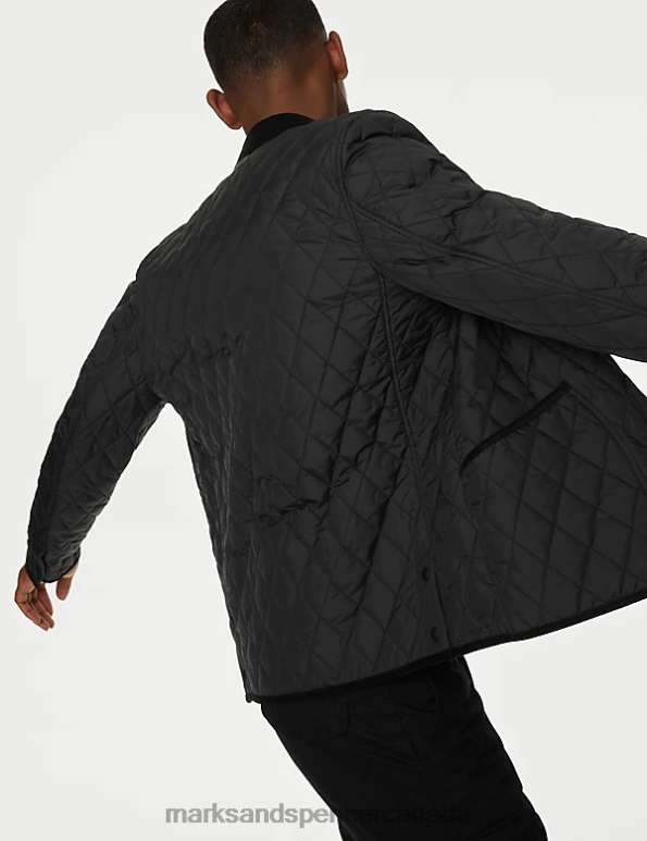 Marks and Spencer near me - Men Black Clothing Marks & Spencer Quilted Utility Jacket with Stormwear . 20VTD5392