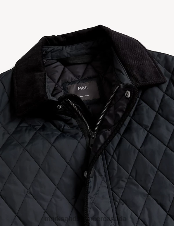 Marks and Spencer near me - Men Black Clothing Marks & Spencer Quilted Utility Jacket with Stormwear . 20VTD5392