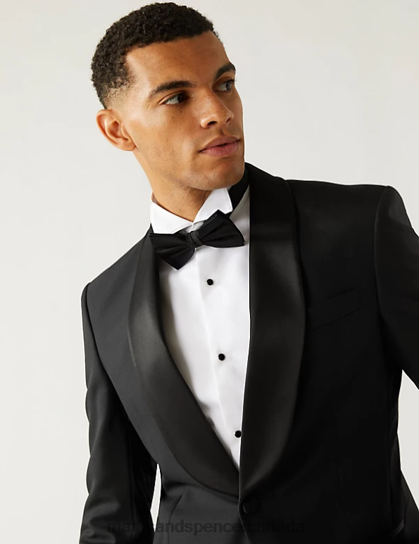 Marks and Spencer near me - Men Black Clothing Marks & Spencer Regular Fit Pure Wool Tuxedo Jacket 20VTD5280