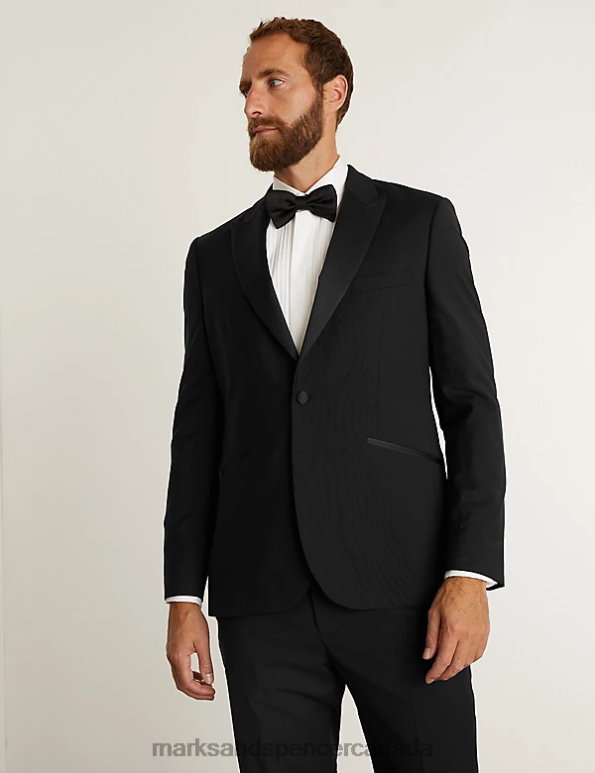 Marks and Spencer near me - Men Black Clothing Marks & Spencer Slim Fit Italian Pure Wool Tuxedo Jacket 20VTD6059