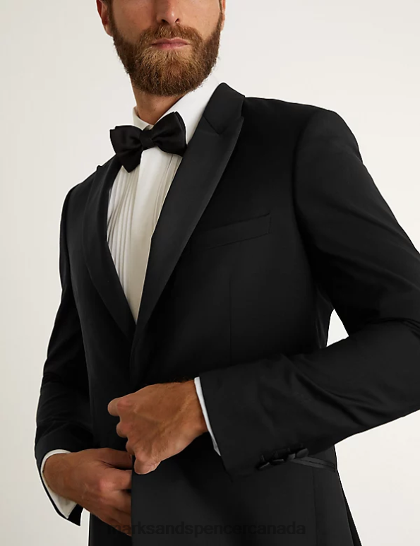 Marks and Spencer near me - Men Black Clothing Marks & Spencer Slim Fit Italian Pure Wool Tuxedo Jacket 20VTD6059