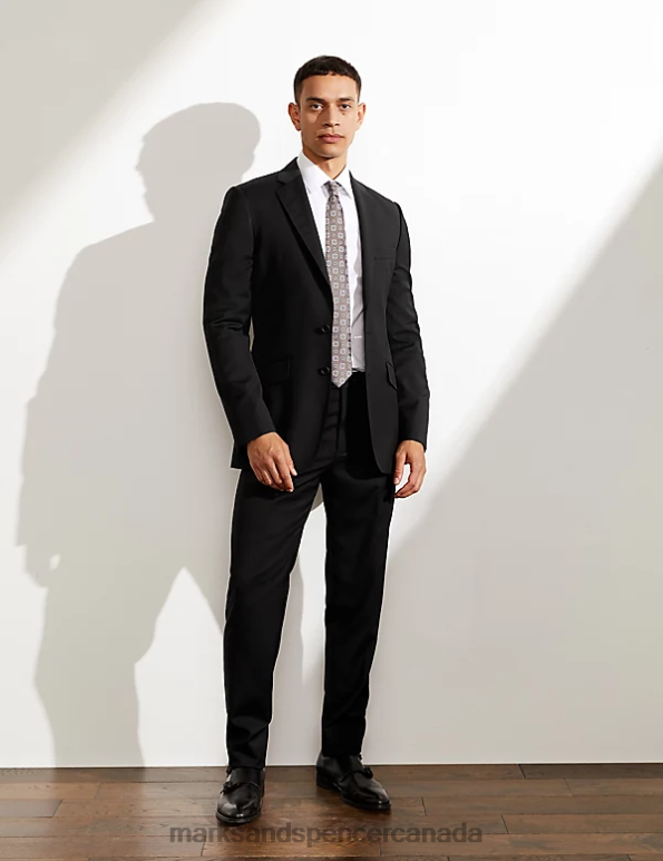 Marks and Spencer Canada - Men Black Clothing Marks & Spencer Slim Fit Pure Wool Twill Jacket 20VTD6544