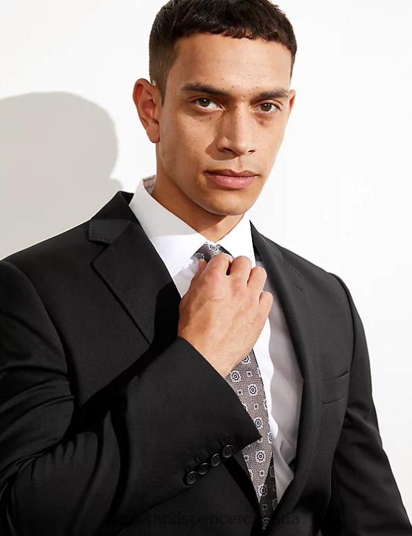 Marks and Spencer Canada - Men Black Clothing Marks & Spencer Slim Fit Pure Wool Twill Jacket 20VTD6544