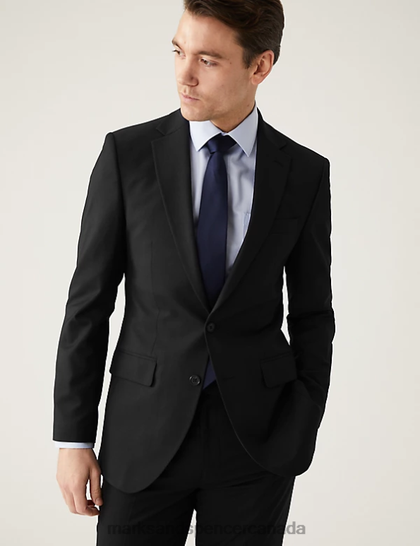 Men Black Clothing Marks & Spencer Slim Fit Stretch Suit Jacket 20VTD5415 - Marks and Spencer outlet