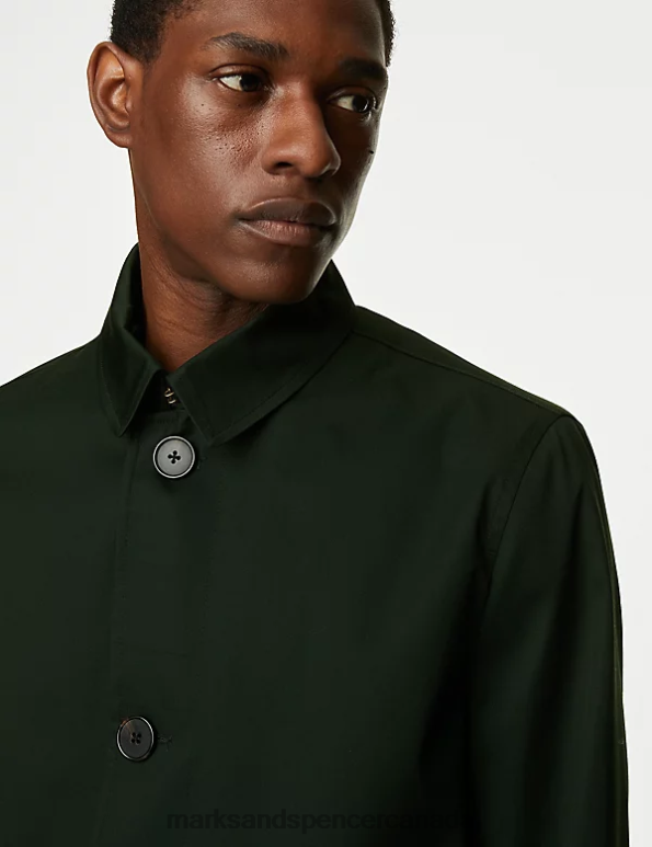 Men Bottle Green Clothing Marks & Spencer Cotton Blend Mac with Stormwear 20VTD5445 - Marks and Spencer online