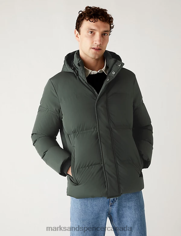 Marks and Spencer Canada - Men Bottle Green Clothing Marks & Spencer Feather and Down Puffer Jacket 20VTD7105