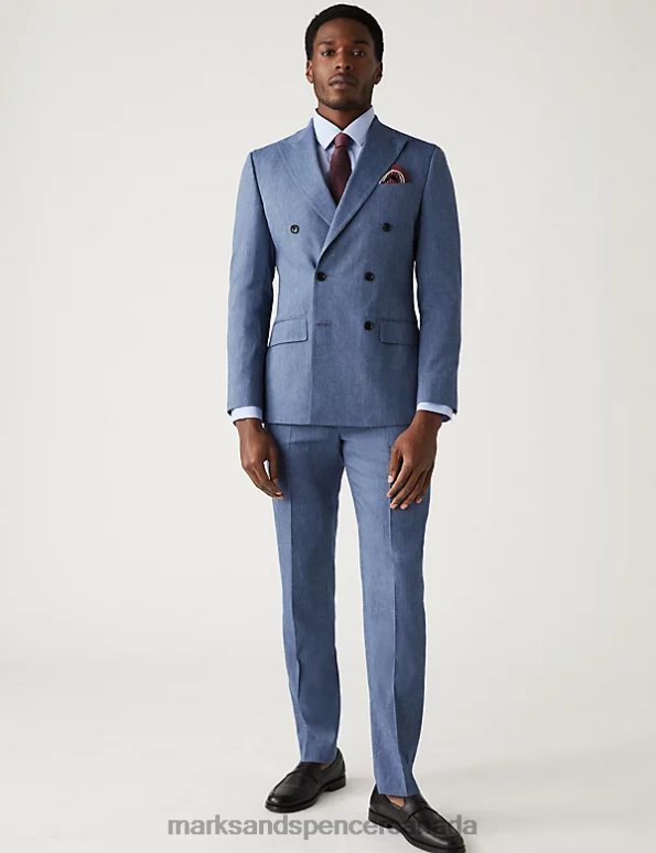Marks and Spencer sale - Men Chambray Clothing Marks & Spencer Tailored Fit Italian Linen Miracle Suit Jacket 20VTD5494