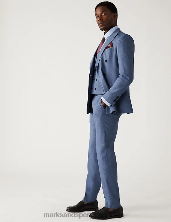 Marks and Spencer sale - Men Chambray Clothing Marks & Spencer Tailored Fit Italian Linen Miracle Suit Jacket 20VTD5494