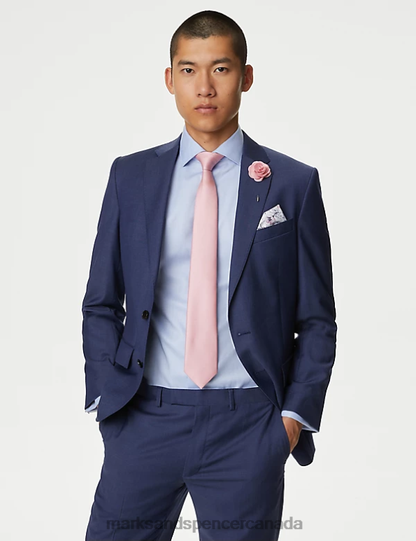 Men Chambray Clothing Marks & Spencer Tailored Fit Pure Wool Twill Suit Jacket 20VTD5365 - Marks and Spencer Canada locations