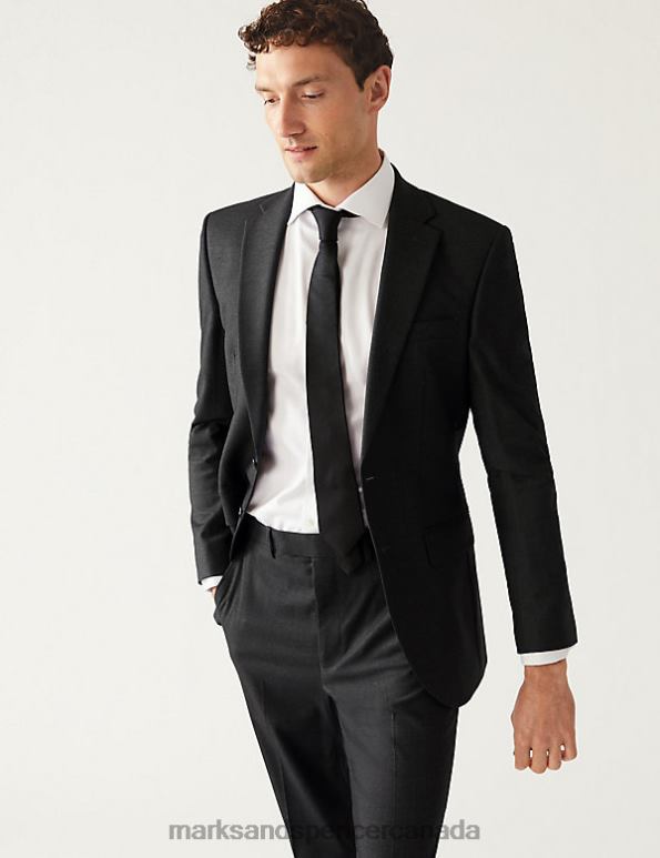 Men Charcoal Clothing Marks & Spencer Regular Fit Stretch Suit Jacket 20VTD5985 - Marks and Spencer outlet