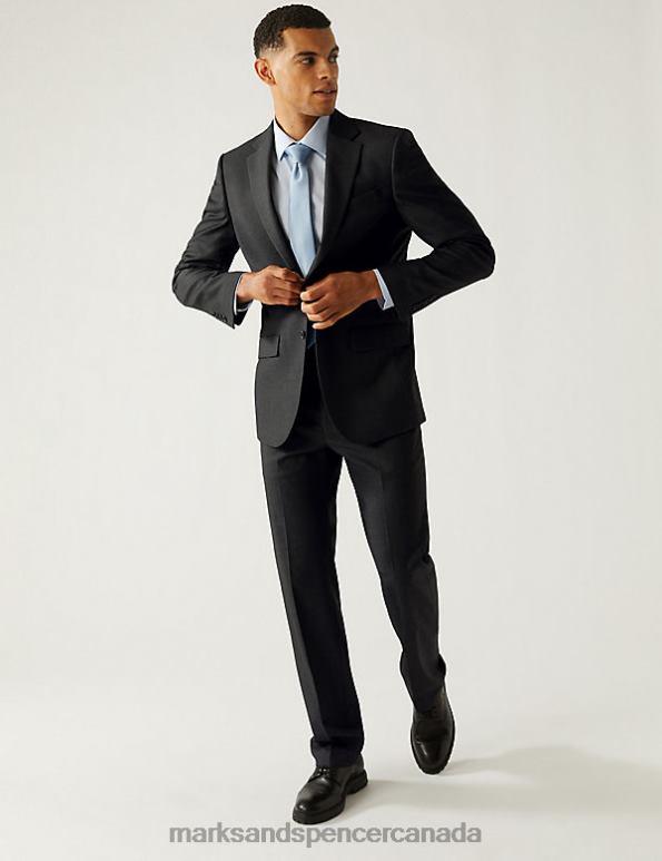 Men Charcoal Clothing Marks & Spencer Regular Fit Stretch Suit Jacket 20VTD5985 - Marks and Spencer outlet