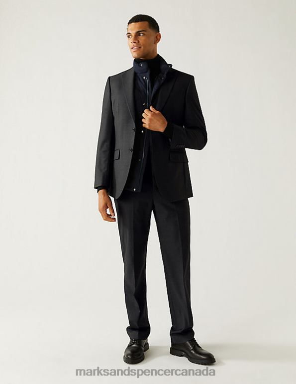 Men Charcoal Clothing Marks & Spencer Regular Fit Stretch Suit Jacket 20VTD5985 - Marks and Spencer outlet