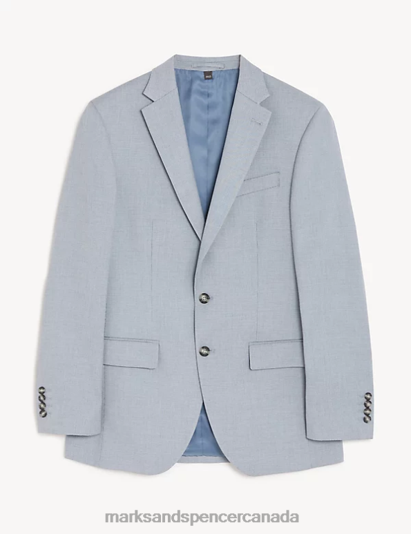 Men Dark Blue Clothing Marks & Spencer Slim Fit Micro Puppytooth Suit Jacket 20VTD5267 - Marks and Spencer outlet