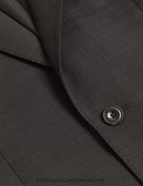 Men Dark Brown Clothing Marks & Spencer Tailored Fit Pure Wool Textured Suit Jacket 20VTD5403 - Marks and Spencer online
