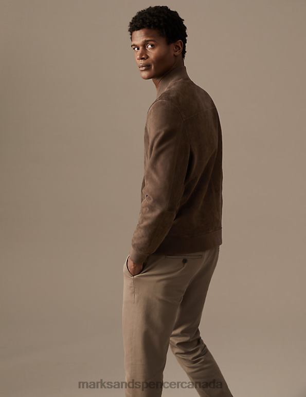 Marks and Spencer sale - Men Dark Mole Clothing Marks & Spencer Suede Bomber Jacket 20VTD5555