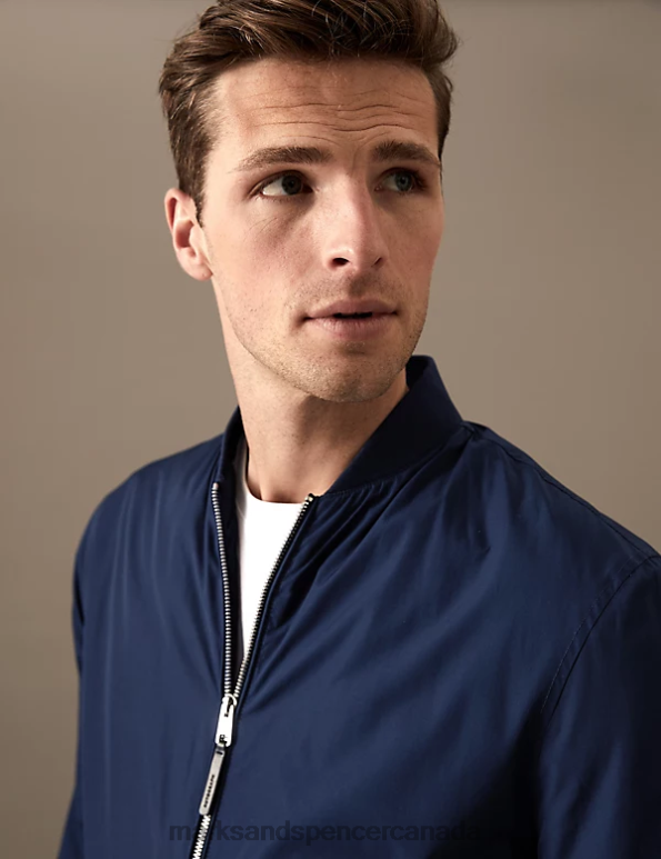 Marks and Spencer sale - Men Dark Navy Clothing Marks & Spencer Bomber Jacket with Stormwear 20VTD6965