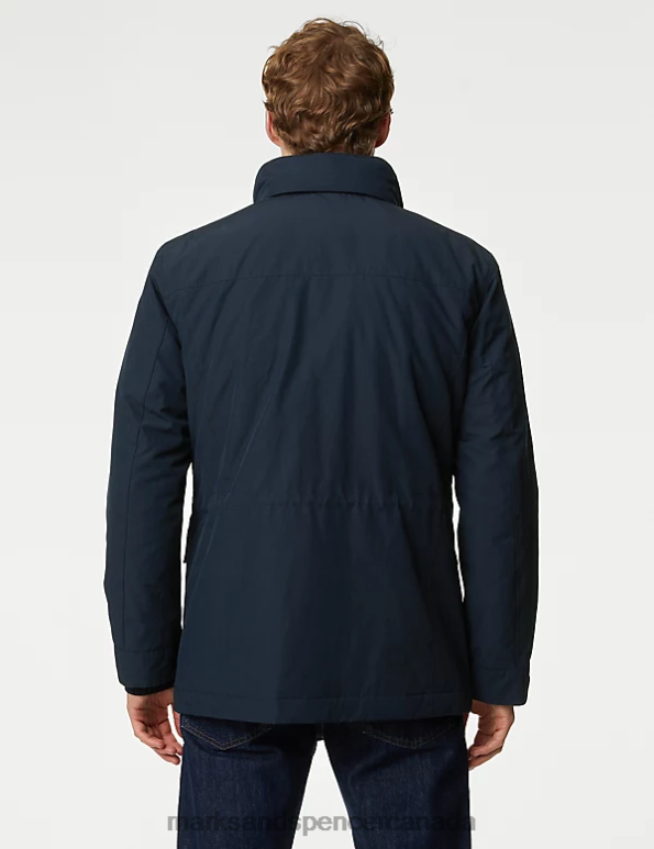 Marks and Spencer near me - Men Dark Navy Clothing Marks & Spencer Cotton Blend Double Collar Technical Jacket 20VTD6313