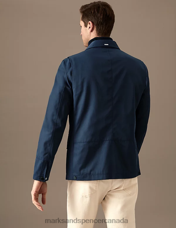 Marks and Spencer near me - Men Dark Navy Clothing Marks & Spencer Cotton Blend Utility Jacket with Stormwear 20VTD5490
