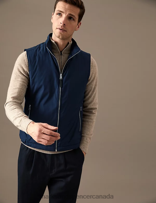 Marks and Spencer Canada - Men Dark Navy Clothing Marks & Spencer Gilet with Stormwear 20VTD6489