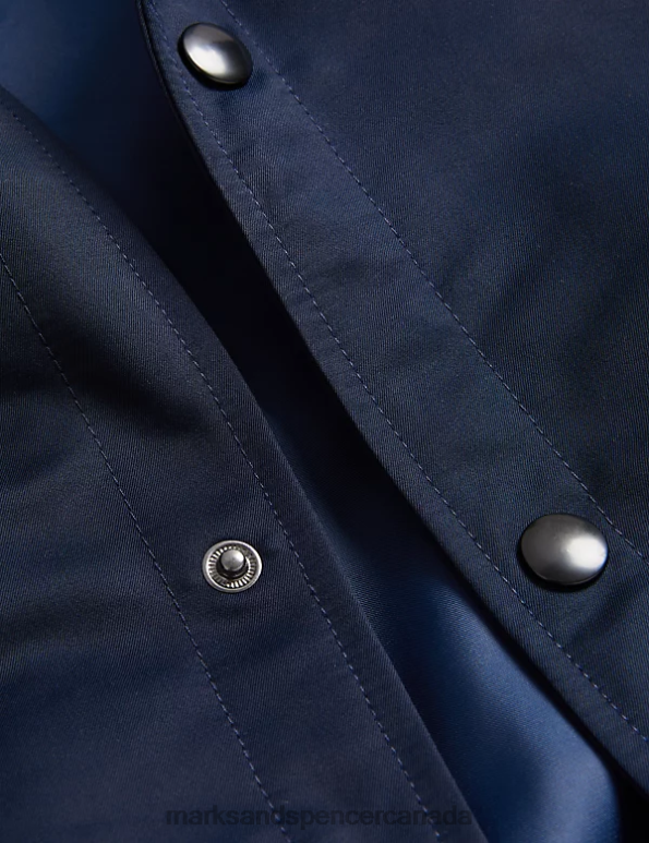 Men Dark Navy Clothing Marks & Spencer Varsity Bomber Jacket with Stormwear 20VTD5753 - Marks and Spencer outlet