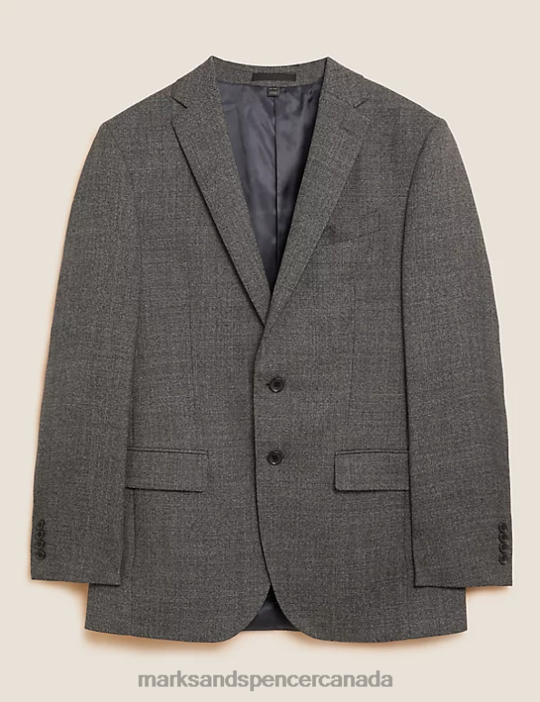 Marks and Spencer Canada - Men Grey Clothing Marks & Spencer Tailored Fit Pure Wool Suit Jacket 20VTD6297
