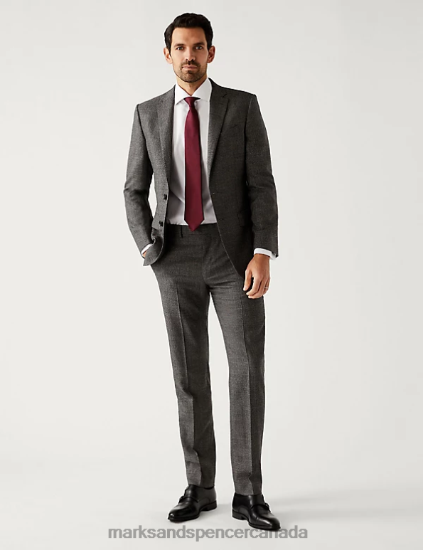 Marks and Spencer Canada - Men Grey Clothing Marks & Spencer Tailored Fit Pure Wool Suit Jacket 20VTD6297