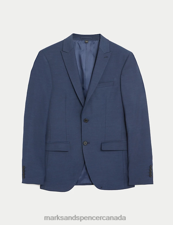 Men Indigo Clothing Marks & Spencer Skinny Fit Sharkskin Suit Jacket with Stretch 20VTD5977 - Marks and Spencer online