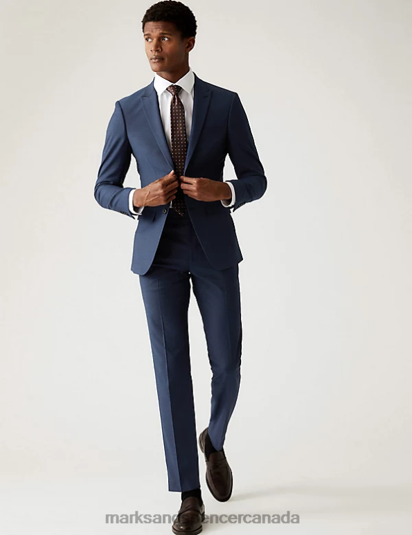 Men Indigo Clothing Marks & Spencer Skinny Fit Sharkskin Suit Jacket with Stretch 20VTD5977 - Marks and Spencer online