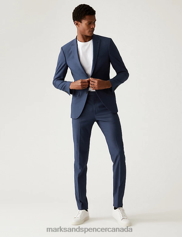 Men Indigo Clothing Marks & Spencer Skinny Fit Sharkskin Suit Jacket with Stretch 20VTD5977 - Marks and Spencer online