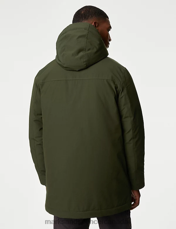 Men Khaki Clothing Marks & Spencer Hooded Parka Jacket with Thermowarmth 20VTD6139 - Marks and Spencer Canada locations