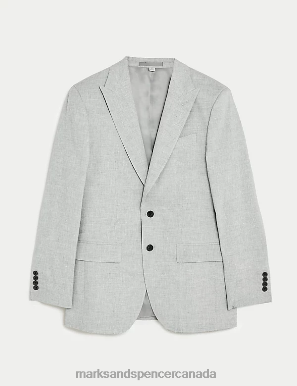 Marks and Spencer near me - Men Light Grey Clothing Marks & Spencer Tailored Fit Linen Rich Suit Jacket 20VTD6561