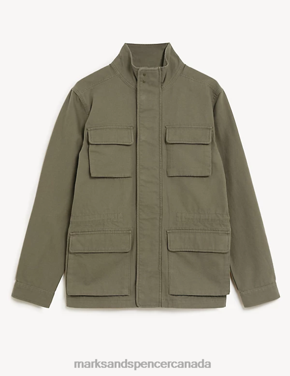 Marks and Spencer sale - Men Light Khaki Clothing Marks & Spencer Pure Cotton Utility Jacket 20VTD5692
