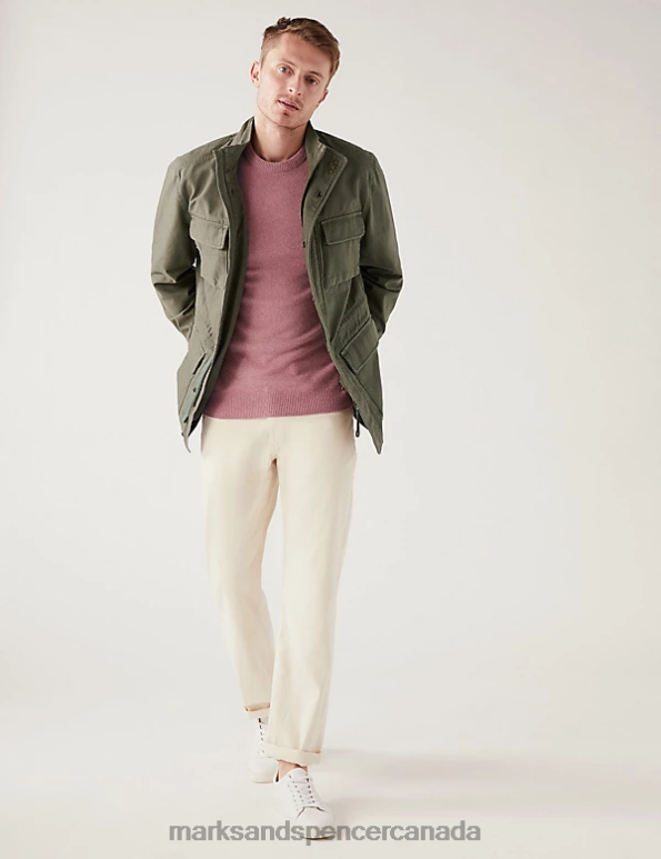 Marks and Spencer sale - Men Light Khaki Clothing Marks & Spencer Pure Cotton Utility Jacket 20VTD5692