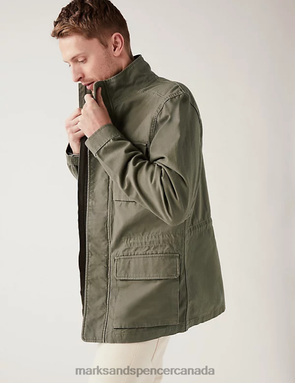 Marks and Spencer sale - Men Light Khaki Clothing Marks & Spencer Pure Cotton Utility Jacket 20VTD5692