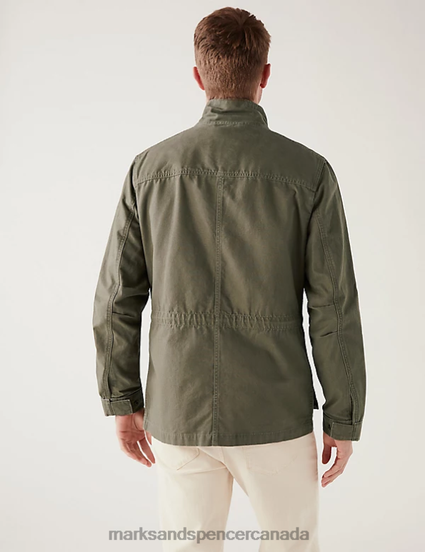 Marks and Spencer sale - Men Light Khaki Clothing Marks & Spencer Pure Cotton Utility Jacket 20VTD5692