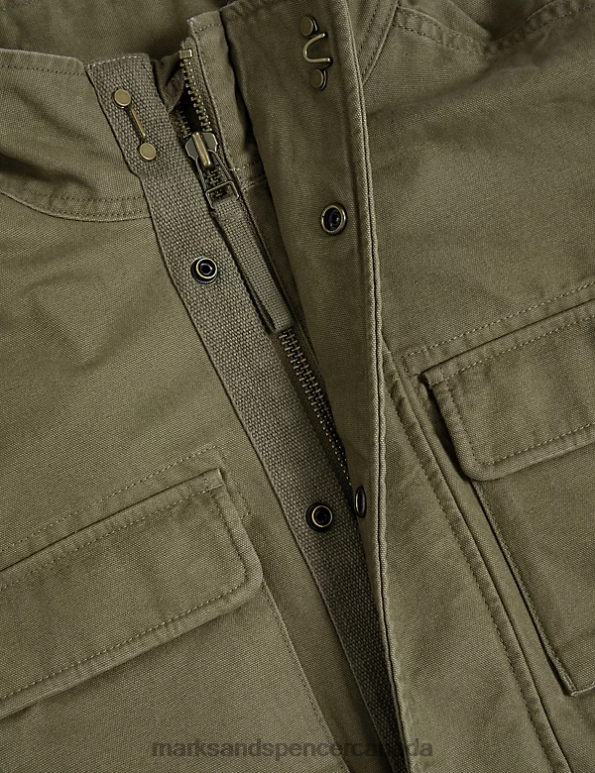 Marks and Spencer sale - Men Light Khaki Clothing Marks & Spencer Pure Cotton Utility Jacket 20VTD5692