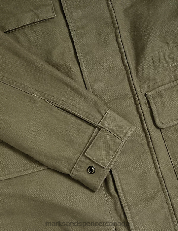 Marks and Spencer sale - Men Light Khaki Clothing Marks & Spencer Pure Cotton Utility Jacket 20VTD5692