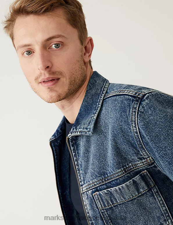 Marks and Spencer Canada - Men Med Blue Denim Clothing Marks & Spencer Denim Jacket 20VTD5272