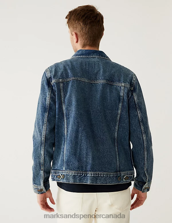 Marks and Spencer Canada - Men Med Blue Denim Clothing Marks & Spencer Denim Jacket 20VTD5272