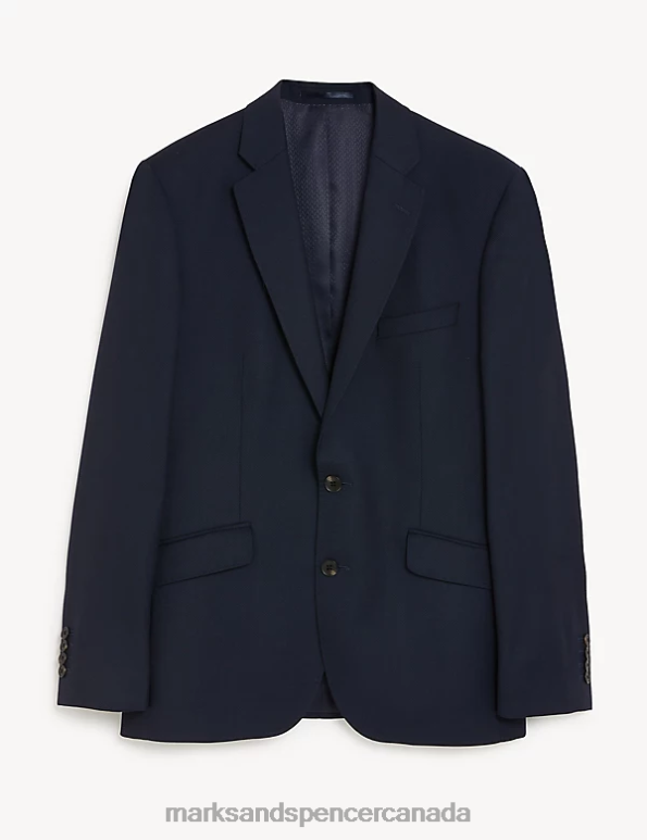 Marks and Spencer Canada - Men Medium Navy Clothing Marks & Spencer Slim Fit Pure Wool Birdseye Jacket 20VTD6051