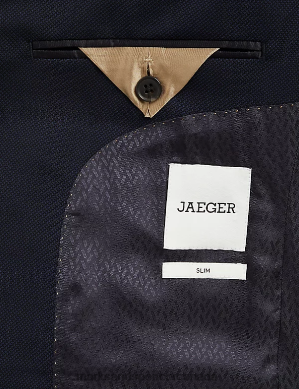 Marks and Spencer Canada - Men Medium Navy Clothing Marks & Spencer Slim Fit Pure Wool Birdseye Jacket 20VTD6051