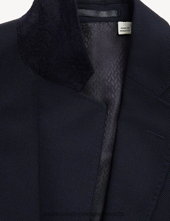 Marks and Spencer Canada - Men Medium Navy Clothing Marks & Spencer Slim Fit Pure Wool Birdseye Jacket 20VTD6051