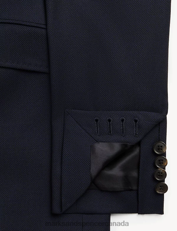 Marks and Spencer Canada - Men Medium Navy Clothing Marks & Spencer Slim Fit Pure Wool Birdseye Jacket 20VTD6051