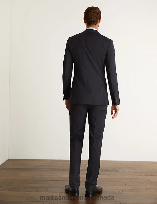 Men Medium Navy Clothing Marks & Spencer Slim Fit Super 100s Pure Wool Jacket 20VTD6437 - Marks and Spencer online
