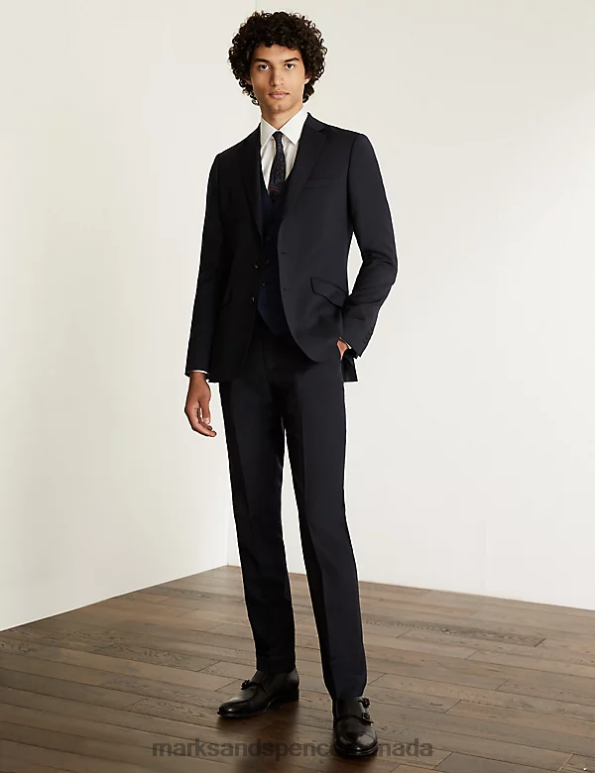 Men Medium Navy Clothing Marks & Spencer Slim Fit Super 100s Pure Wool Jacket 20VTD6437 - Marks and Spencer online