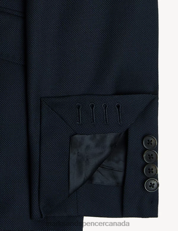 Men Medium Navy Clothing Marks & Spencer Tailored Fit Pure Wool Birdseye Jacket 20VTD6482 - Marks and Spencer outlet