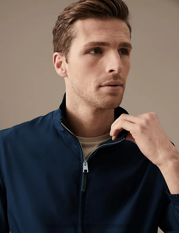 Marks and Spencer Canada - Men Navy Clothing Marks & Spencer Bomber Jacket with Stormwear 20VTD6154